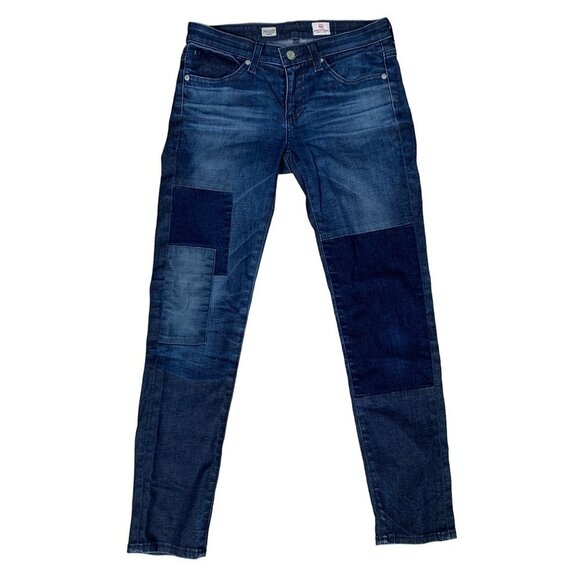 AG Adriano Goldschmied Stevie Ankle Slim Straight Patchwork Jeans Size 27 x 27 - Picture 1 of 7